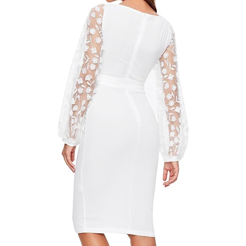 White detailed midi dress